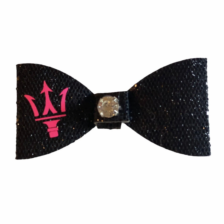 Sparkle Bling dog bow, close-up of rhinestones