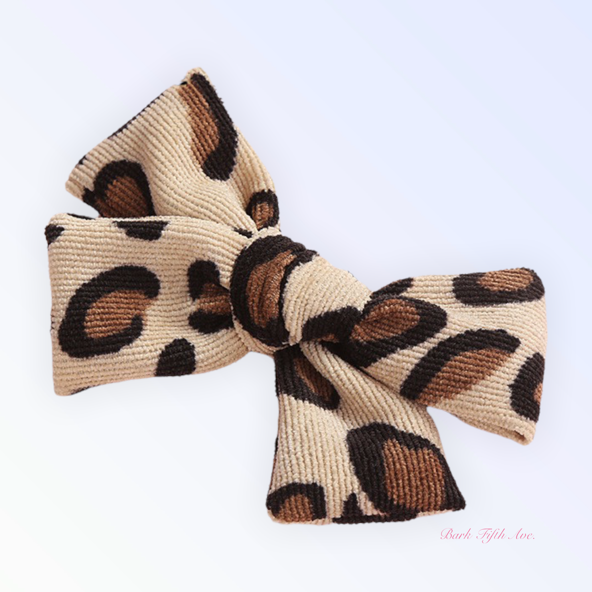 Bark Fifth Avenue Cheetah Corduroy Knot Bow Dog Hair Clip
