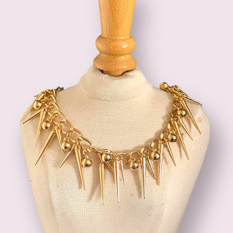 Spikey Stud Chain Dog Necklace