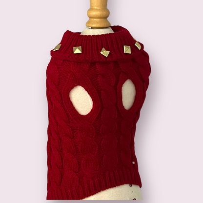 Studded Knit Turtleneck Dog Sweater