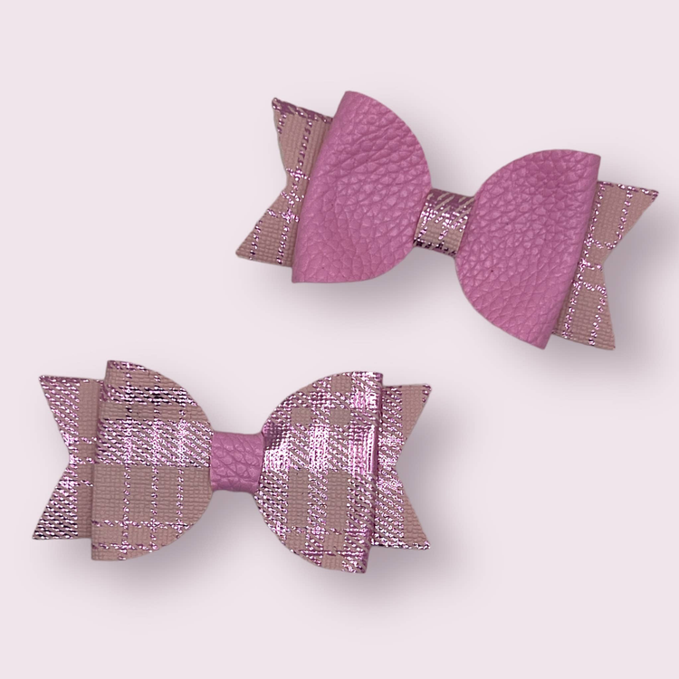 Tartan Leatherette Dog Hair Bow