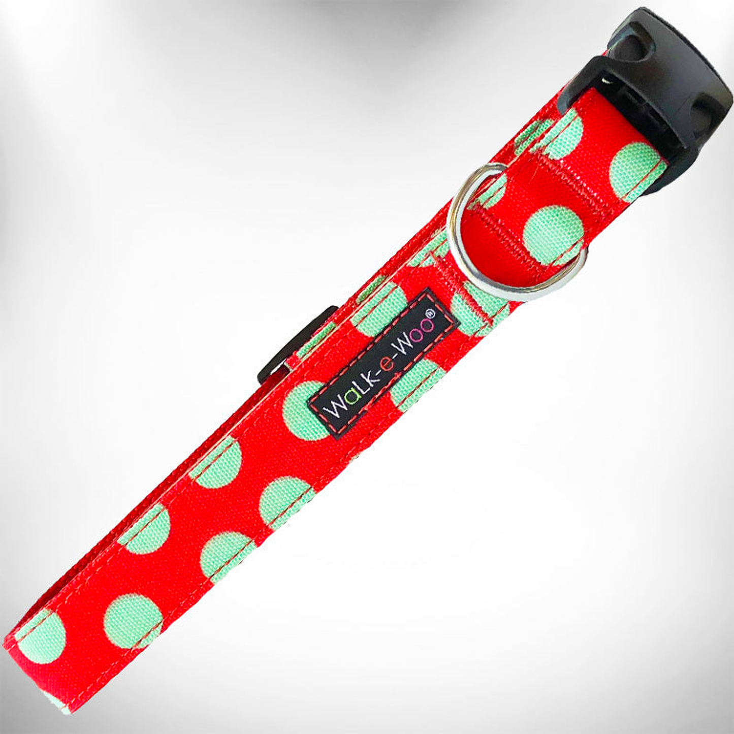 Walk-e-Woo Polka Dot Dog Collar - Nylon, XS to XL
