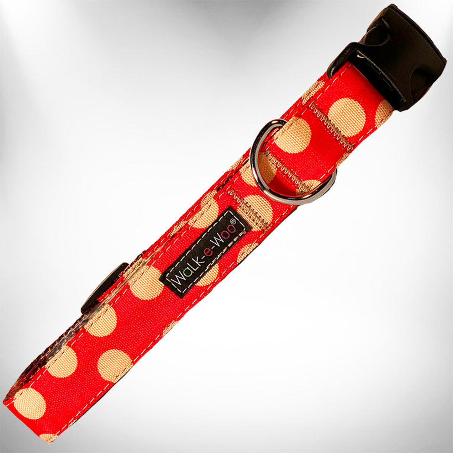 Walk-e-Woo Polka Dot Dog Collar - Nylon, XS to XL