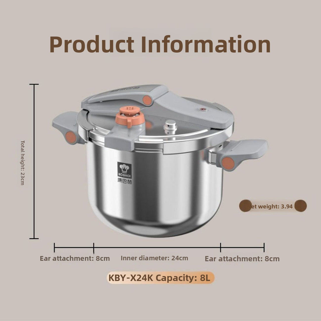 Household Pressure Cooker in 6L and 8L Sizes, image 7 of 7