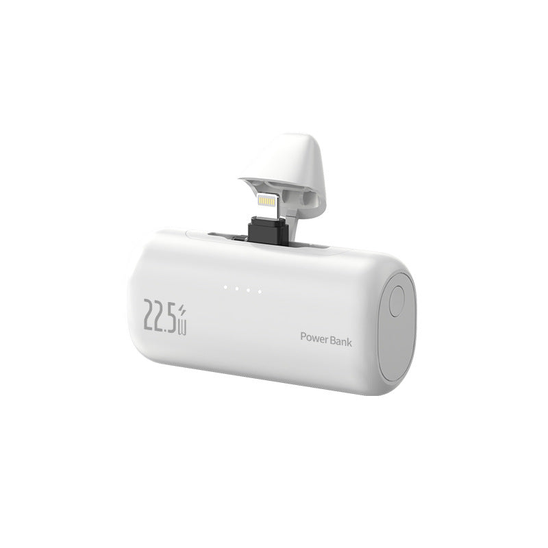 5000mAh Compact Portable Power Bank with Hidden Dual Connectors Fast Charging