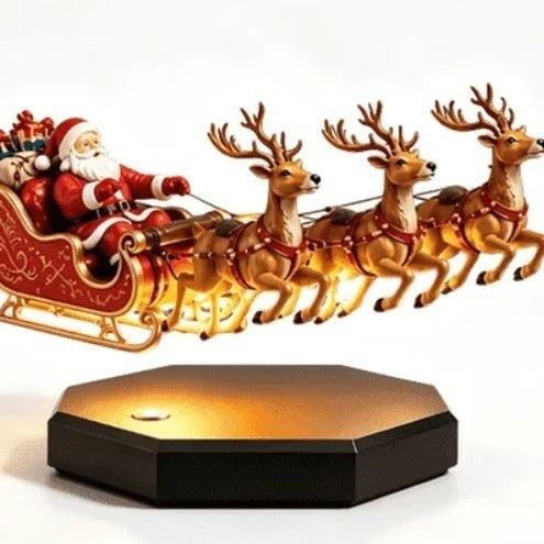Magnetic Levitation Santa Claus Sleigh – Floating Rotating Christmas Ornament | Holiday Tabletop Centerpiece