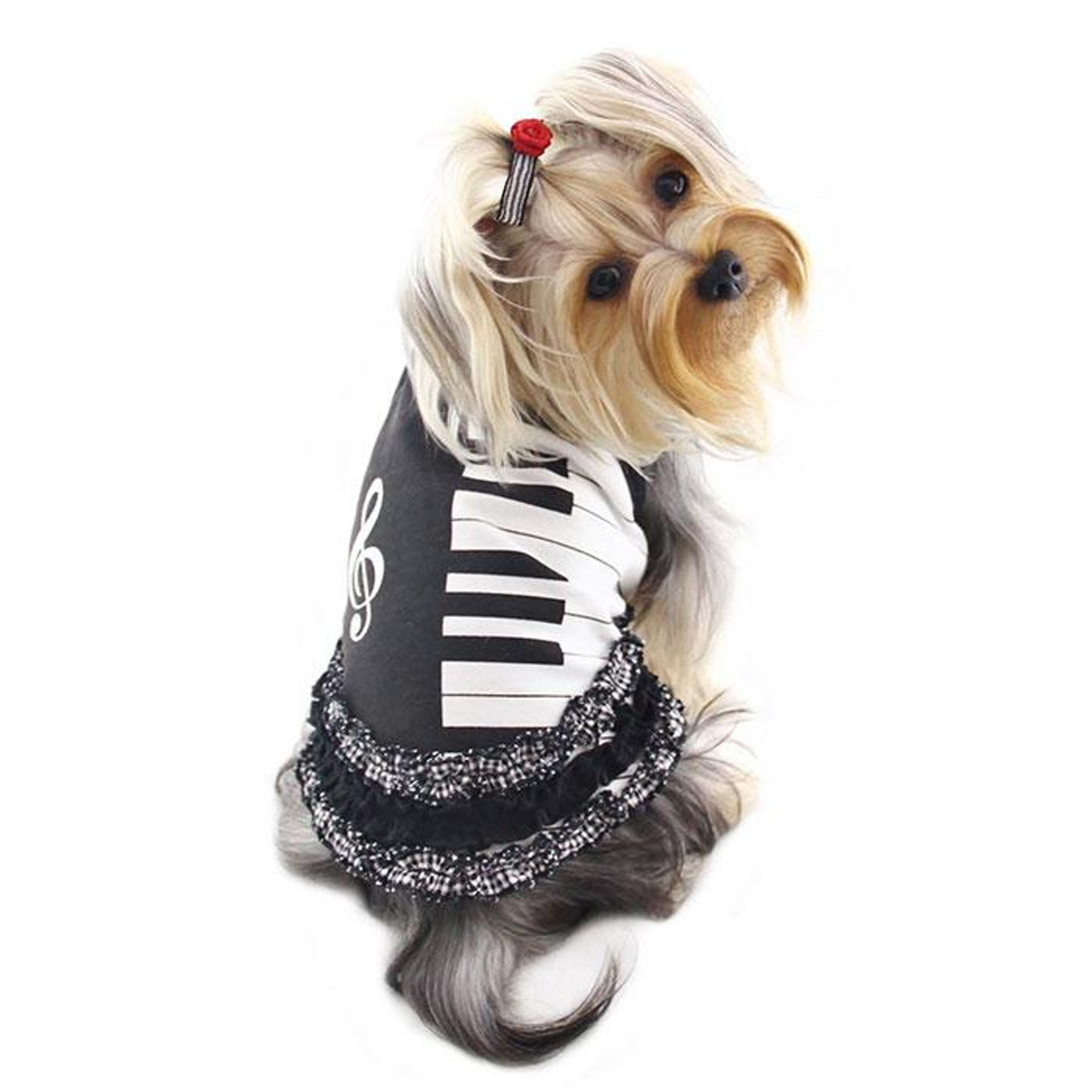Klippo Adorable Piano Dog Dress with Ruffles