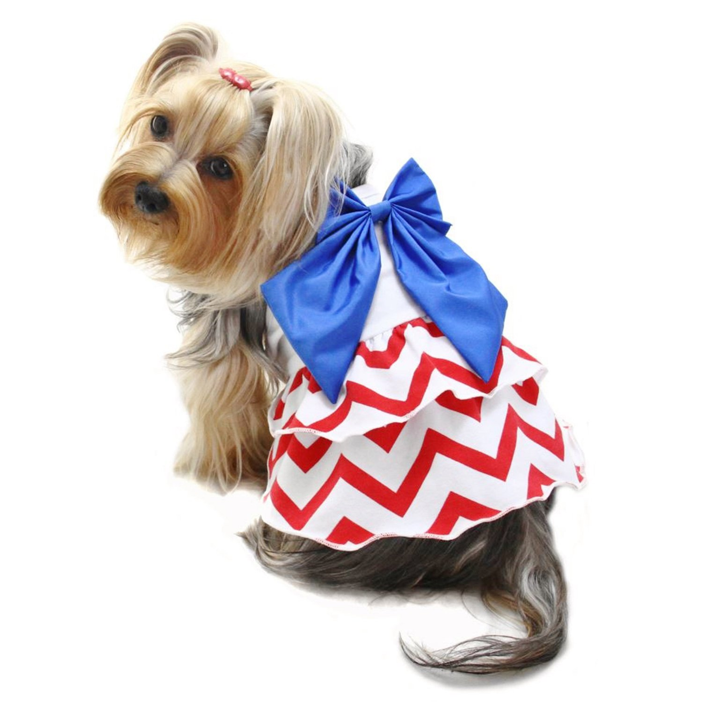 Klippo Patriotic Red White Blue Bow Dog Sundress
