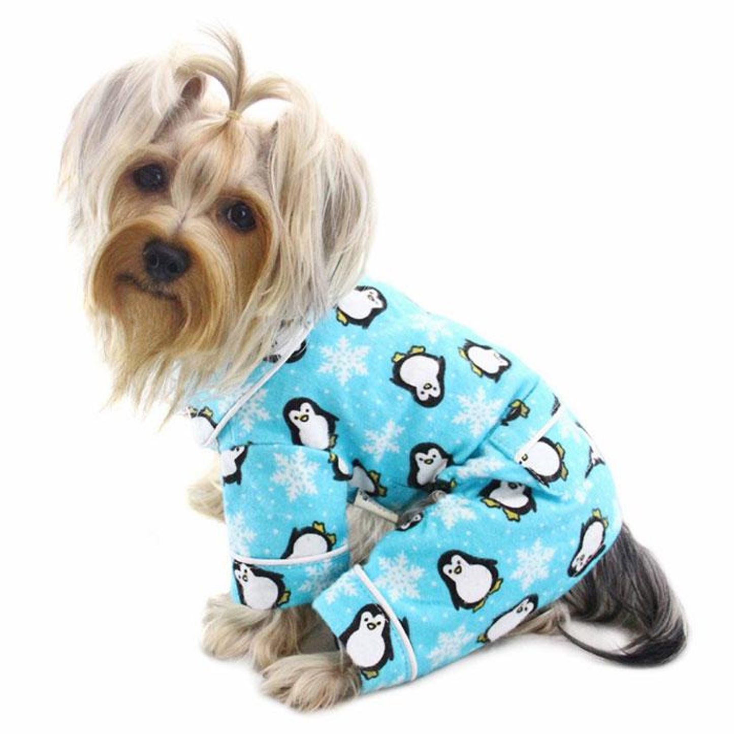 Klippo Penguins & Snowflake Flannel Dog Pajamas