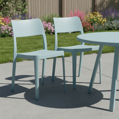 Set of Two Heavy-Duty Plastic Outdoor Stacking Accent Chairs