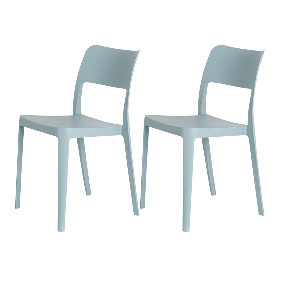 Set of Two Heavy-Duty Plastic Outdoor Stacking Accent Chairs