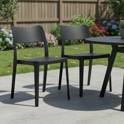 Set of Two Heavy-Duty Plastic Outdoor Stacking Accent Chairs