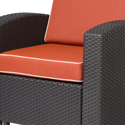 Heavy-Duty Plastic Outdoor Club Chair with Red Cushion