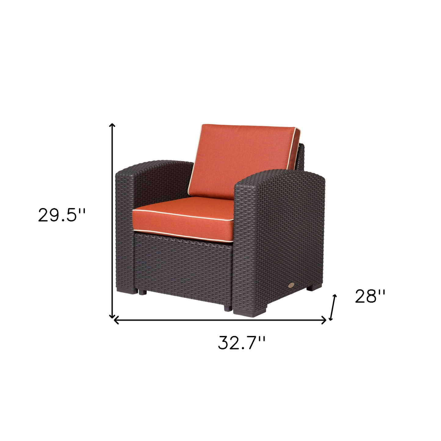 Heavy-Duty Plastic Outdoor Club Chair with Red Cushion