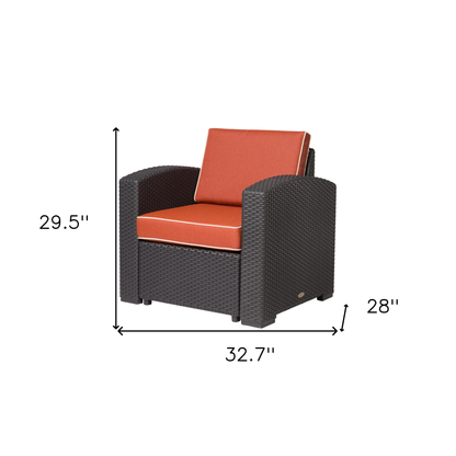 Heavy-Duty Plastic Outdoor Club Chair with Red Cushion