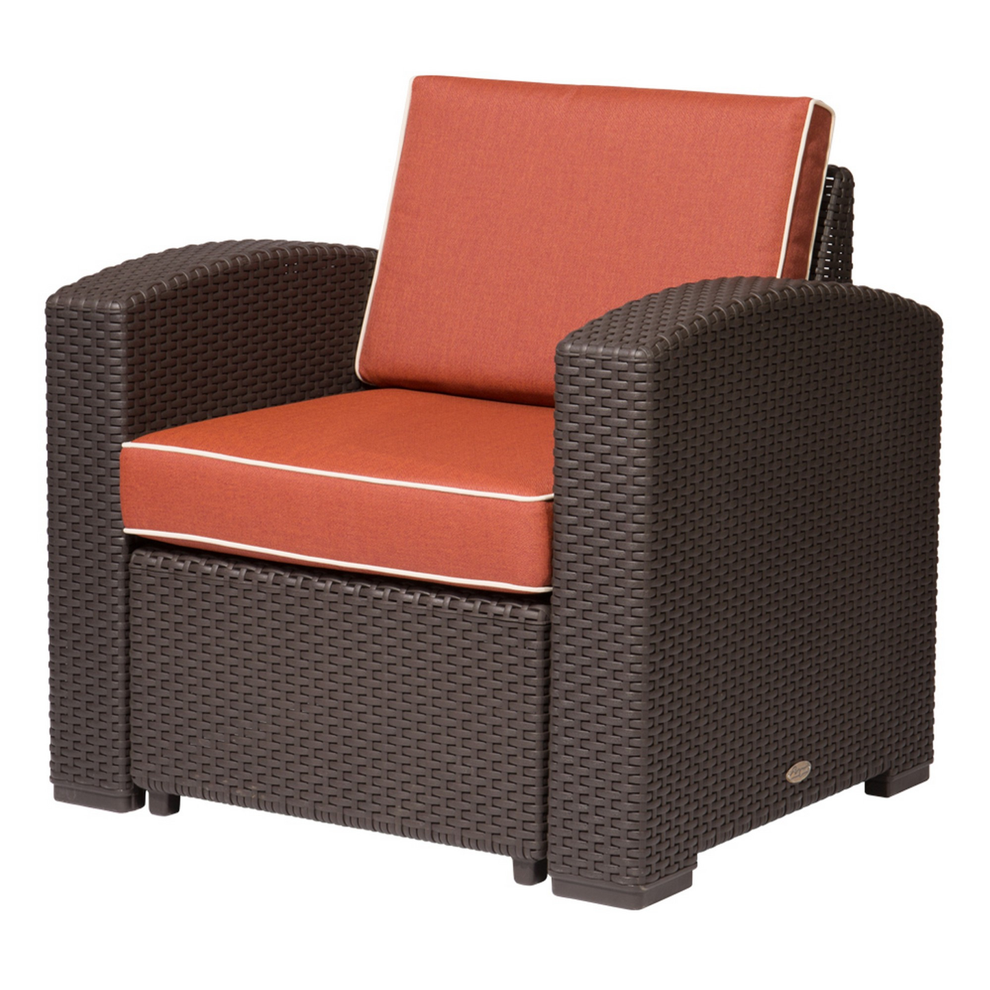 Heavy-Duty Plastic Outdoor Accent Chair with Red Cushion