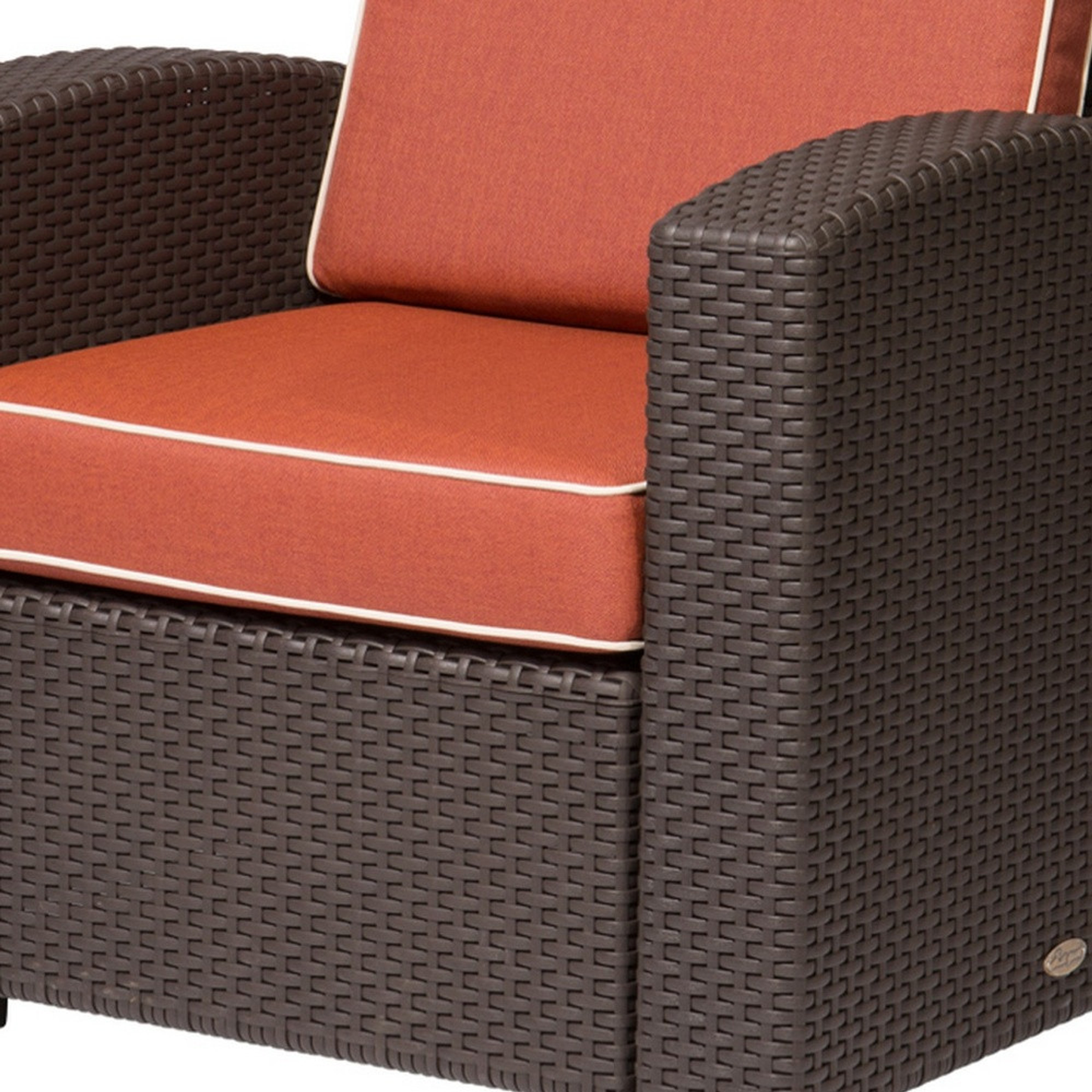 Heavy-Duty Plastic Outdoor Accent Chair with Red Cushion