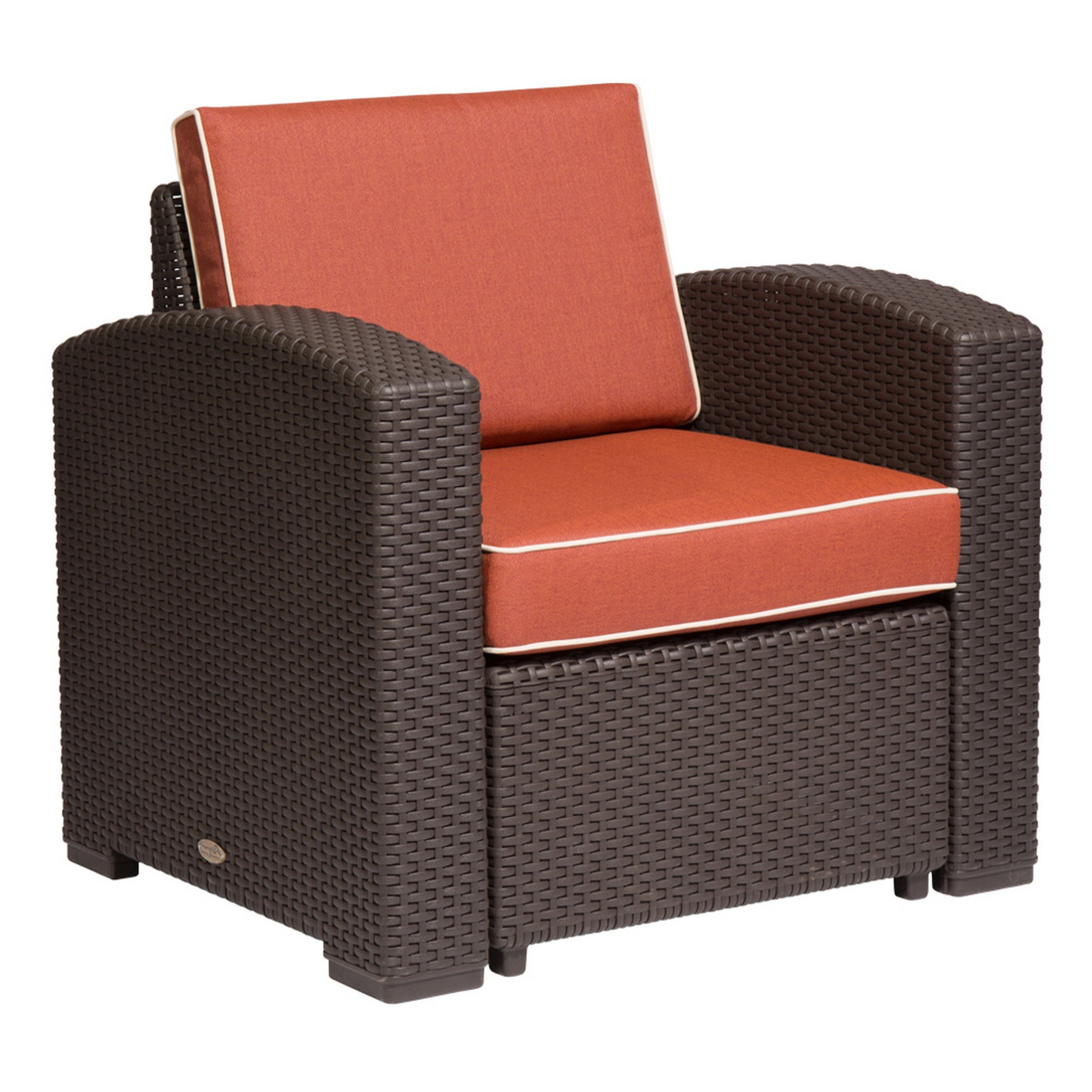 Heavy-Duty Plastic Outdoor Accent Chair with Red Cushion