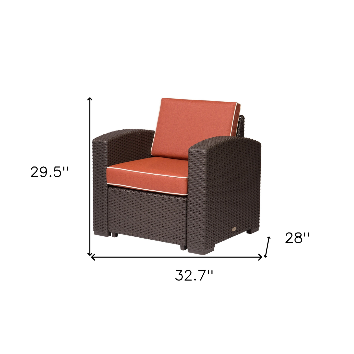 Heavy-Duty Plastic Outdoor Accent Chair with Red Cushion