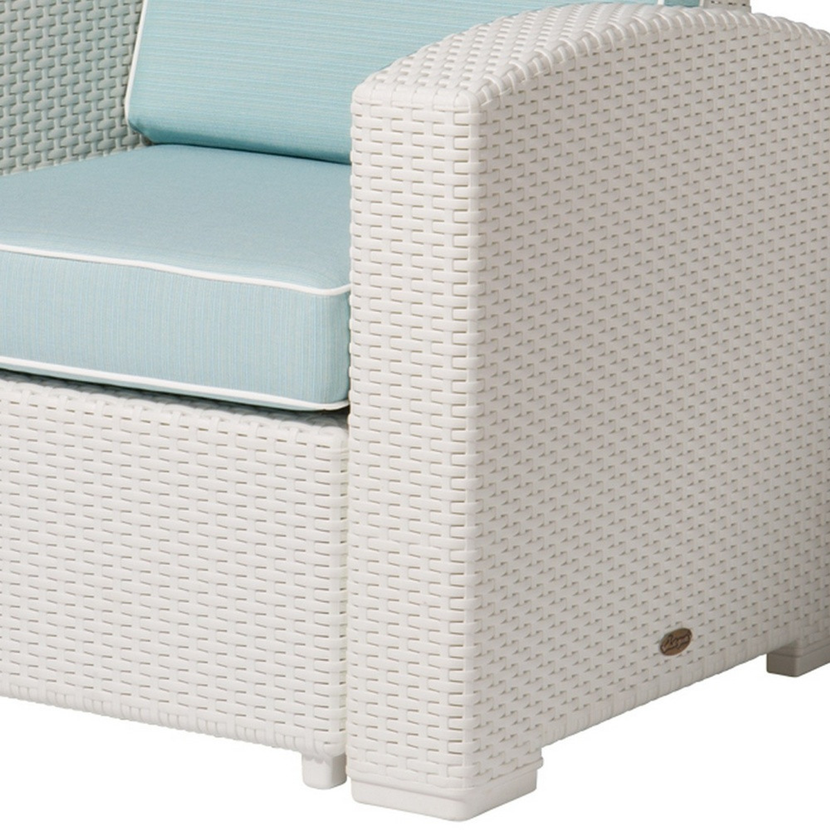 Heavy-Duty Plastic Outdoor Club Chair with Aqua Blue Cushion