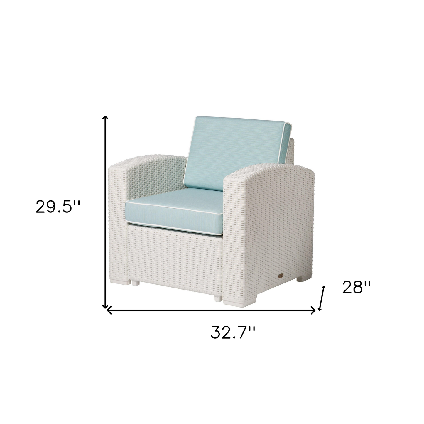 Heavy-Duty Plastic Outdoor Club Chair with Aqua Blue Cushion