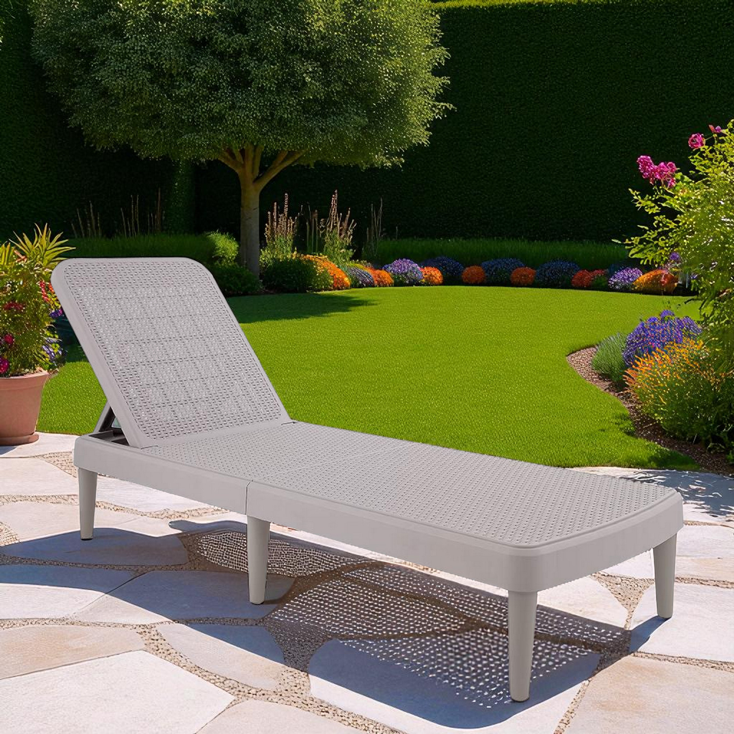 Heavy-Duty Plastic Outdoor Stacking Chaise Lounge