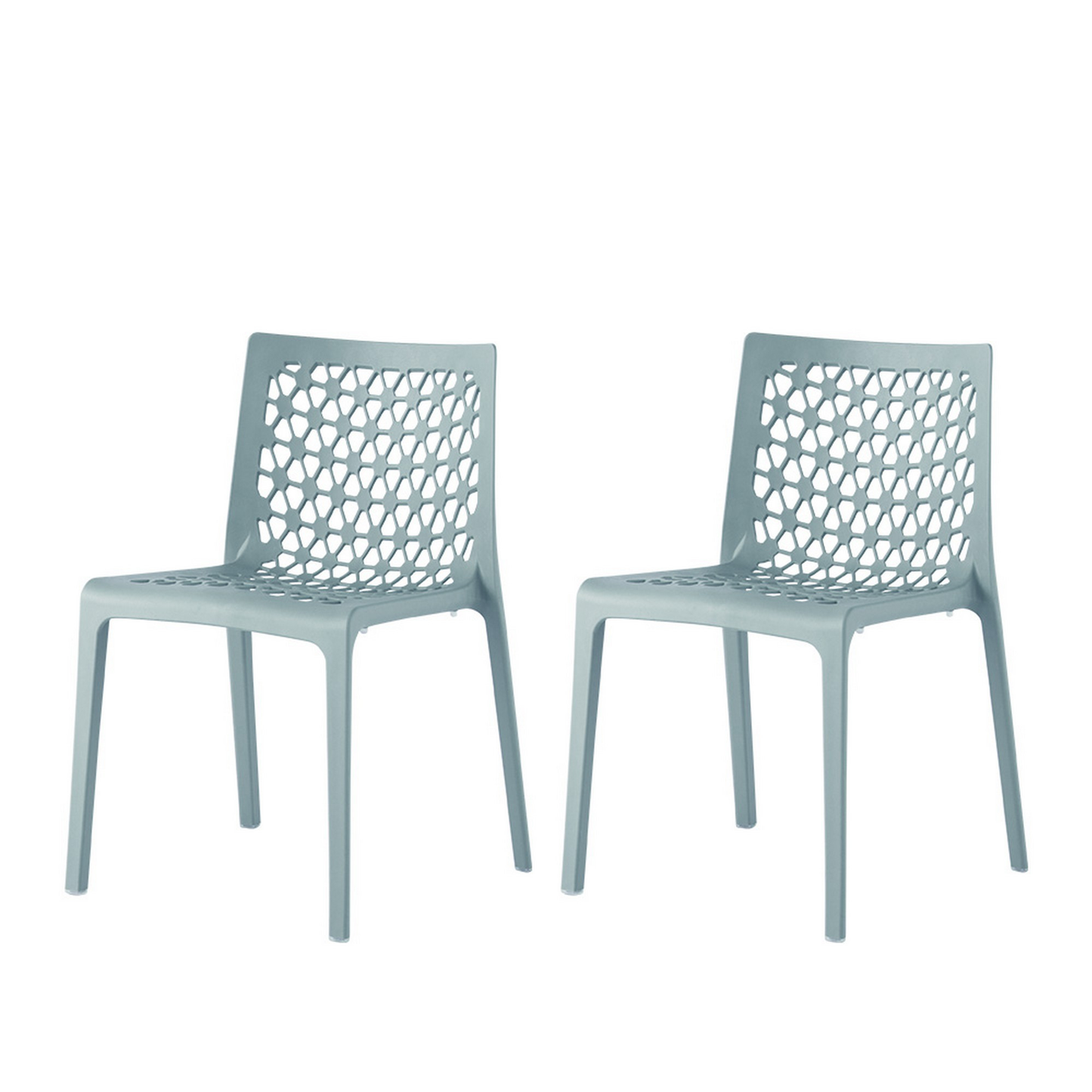Set of Two Heavy-Duty Plastic Outdoor Stacking Dining Chairs