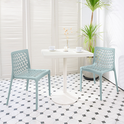 Set of Two Heavy-Duty Plastic Outdoor Stacking Dining Chairs