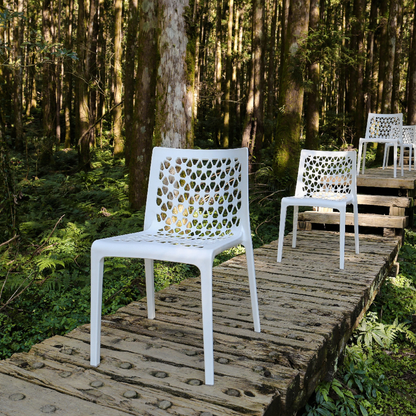 Set of Two Heavy-Duty Plastic Outdoor Stacking Dining Chairs