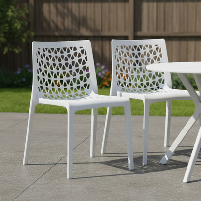 Set of Two Heavy-Duty Plastic Outdoor Stacking Dining Chairs