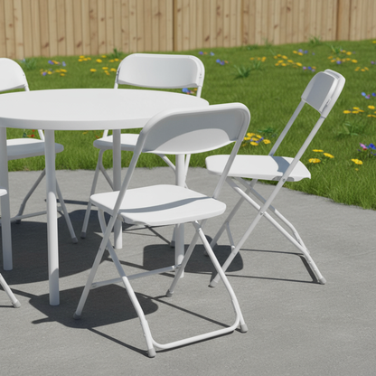 Set of Four Metal Outdoor Folding Stacking Dining Chairs