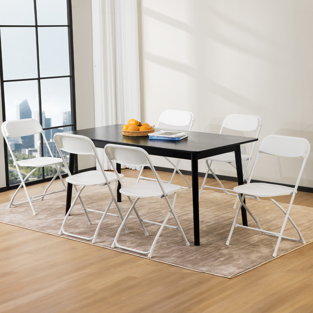 Set of Four Metal Outdoor Folding Stacking Dining Chairs