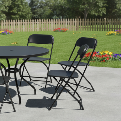 Set of Four Metal Outdoor Folding Stacking Dining Chairs