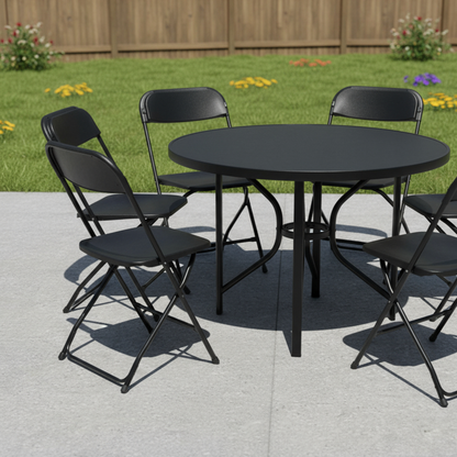 Set of Six Metal Outdoor Folding Stacking Dining Chairs