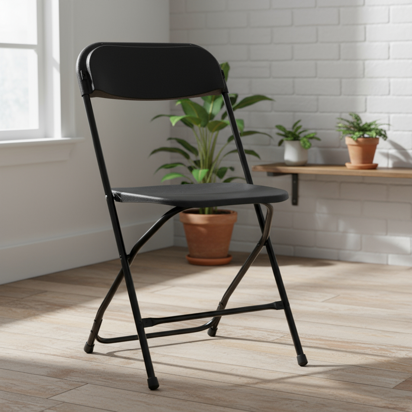 Set of Six Metal Outdoor Folding Stacking Dining Chairs