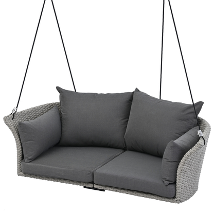 Woven Rattan Outdoor Swing Chair with Gray Cushion
