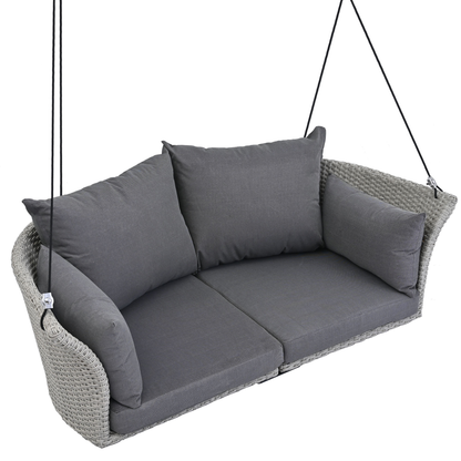 Woven Rattan Outdoor Swing Chair with Gray Cushion