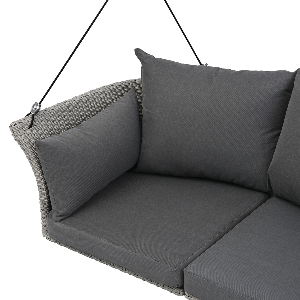 Woven Rattan Outdoor Swing Chair with Gray Cushion