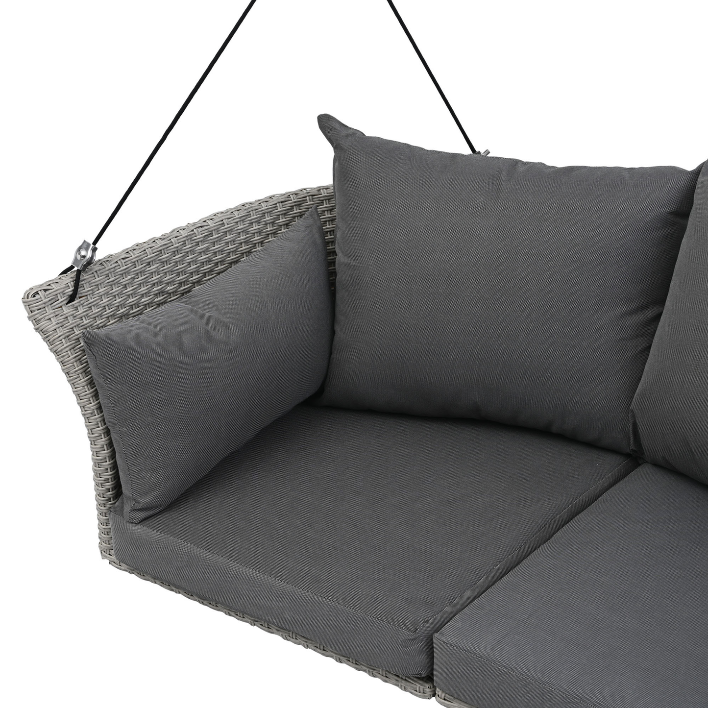 Woven Rattan Outdoor Swing Chair with Gray Cushion