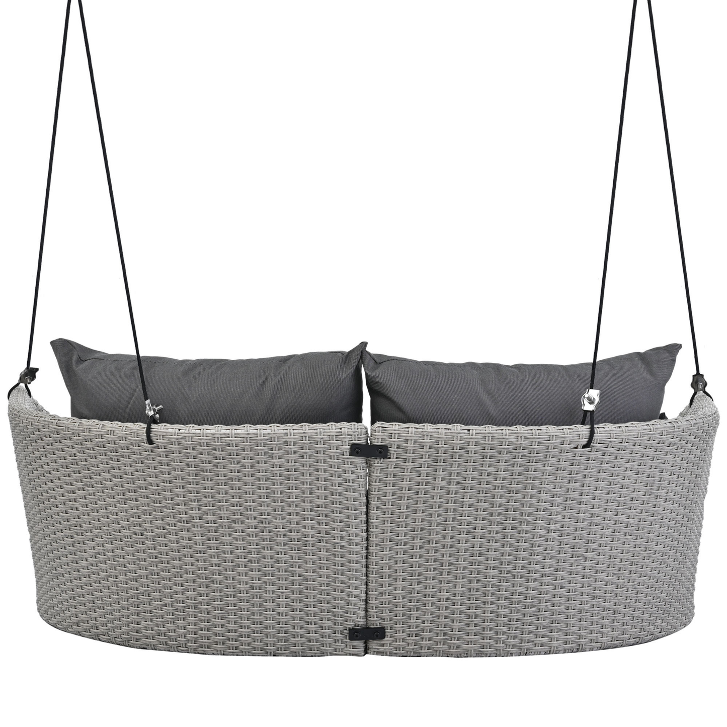Woven Rattan Outdoor Swing Chair with Gray Cushion