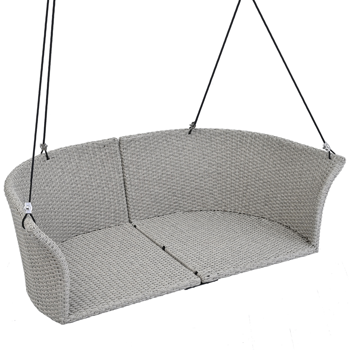 Woven Rattan Outdoor Swing Chair with Gray Cushion