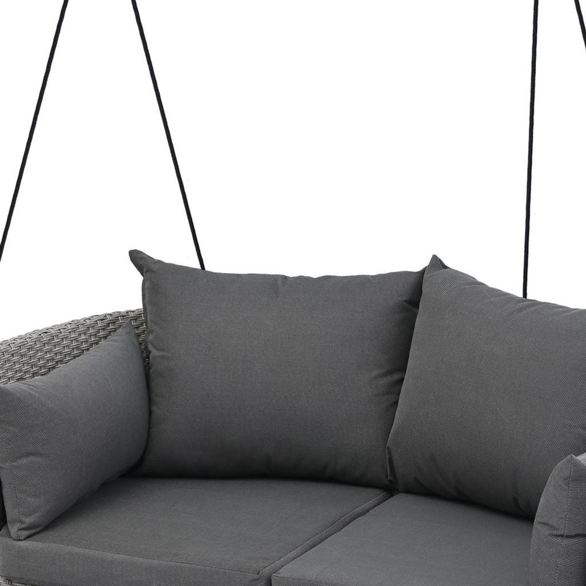 Woven Rattan Outdoor Swing Chair with Gray Cushion