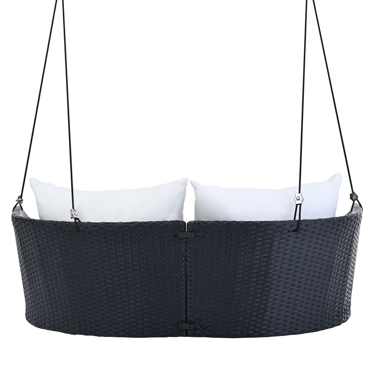 Woven Rattan Outdoor Swing Chair with White Cushion