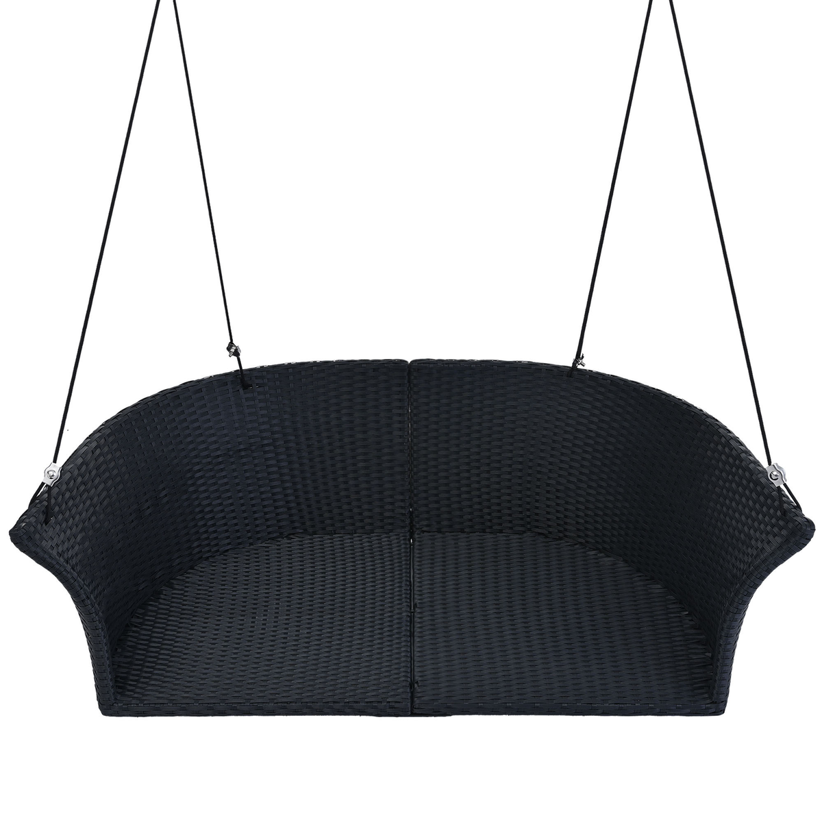 Woven Rattan Outdoor Swing Chair with White Cushion