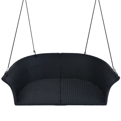 Woven Rattan Outdoor Swing Chair with White Cushion