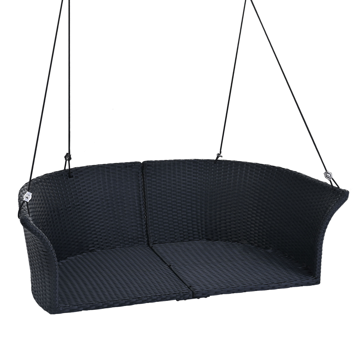 Woven Rattan Outdoor Swing Chair with White Cushion
