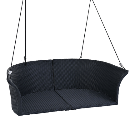 Woven Rattan Outdoor Swing Chair with White Cushion