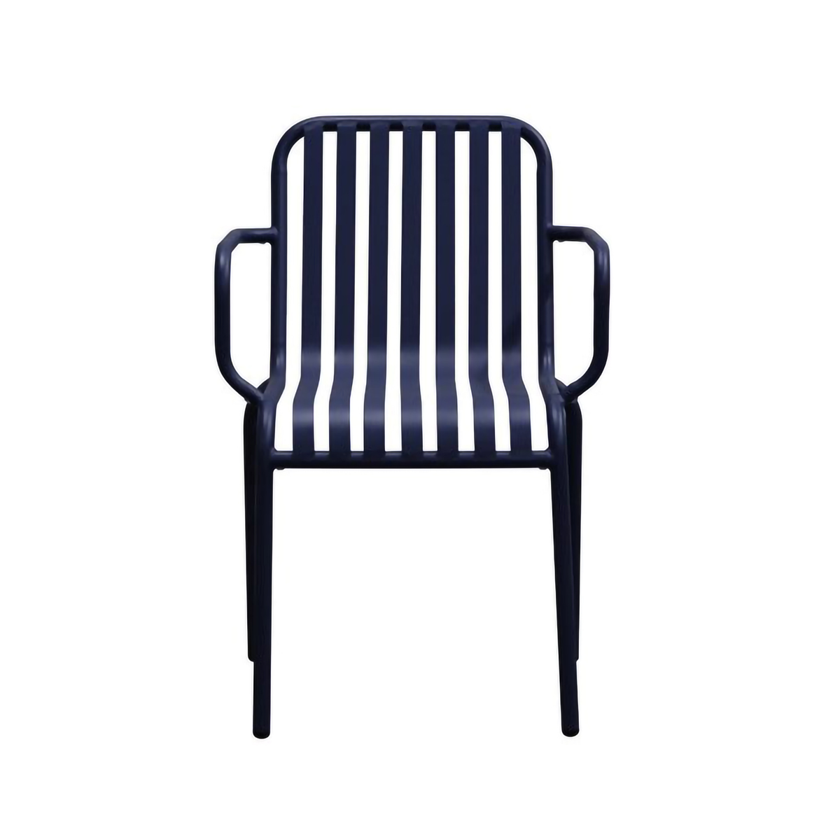 Set of Two Steel Outdoor Stacking Arm Chairs