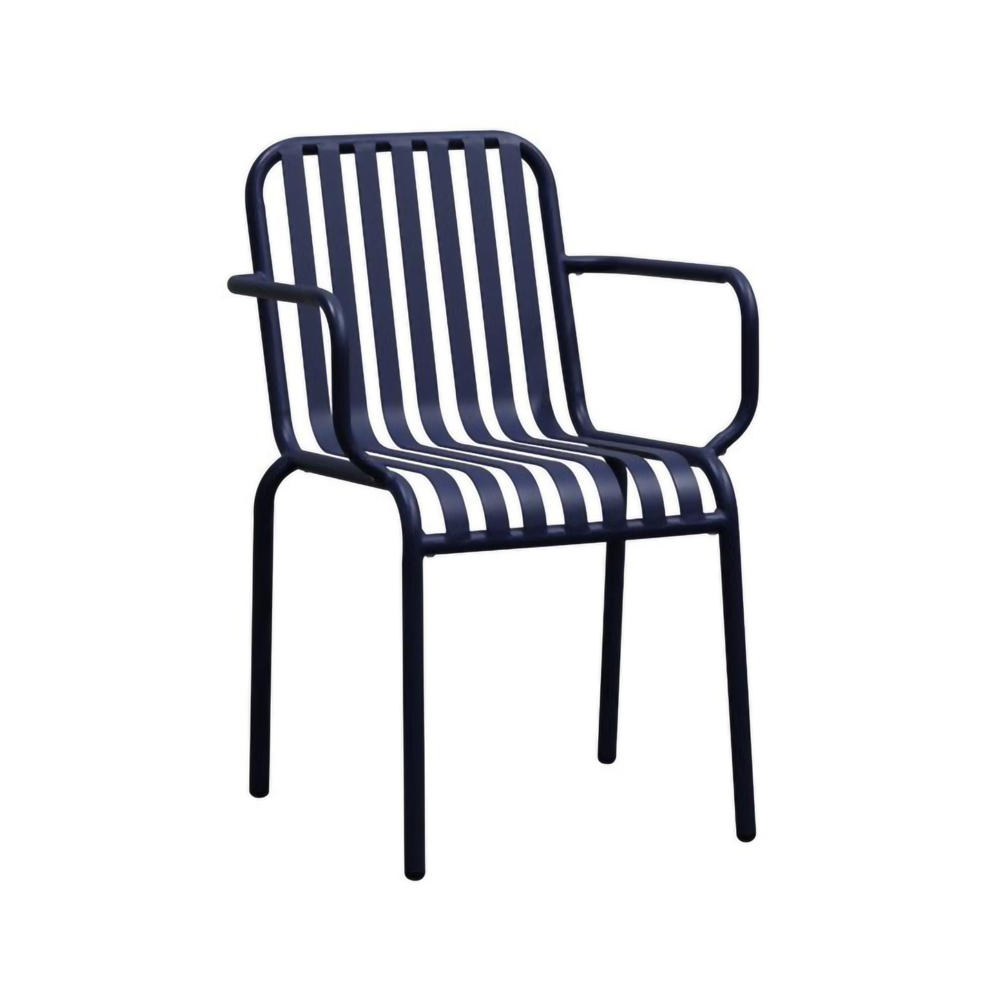 Set of Two Steel Outdoor Stacking Arm Chairs
