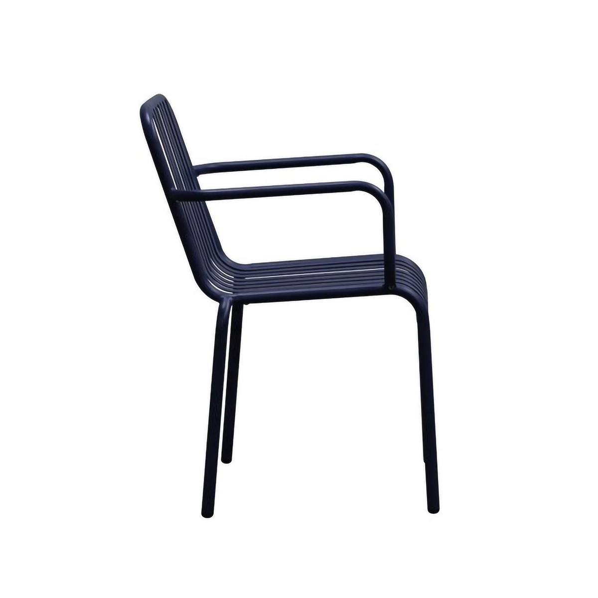 Set of Two Steel Outdoor Stacking Arm Chairs